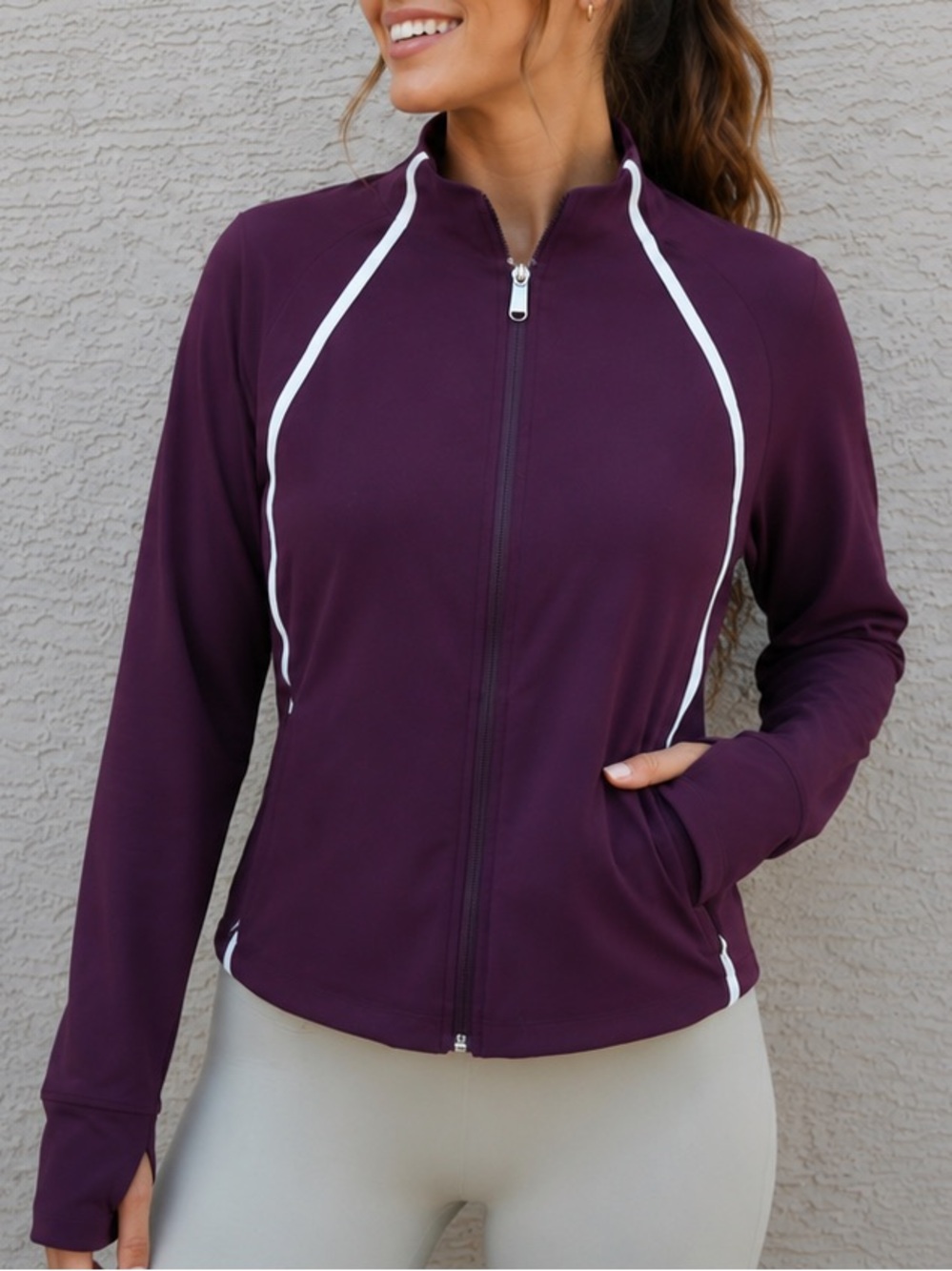 ATHLETA Wine Purple Zip-Up Athletic Jacket